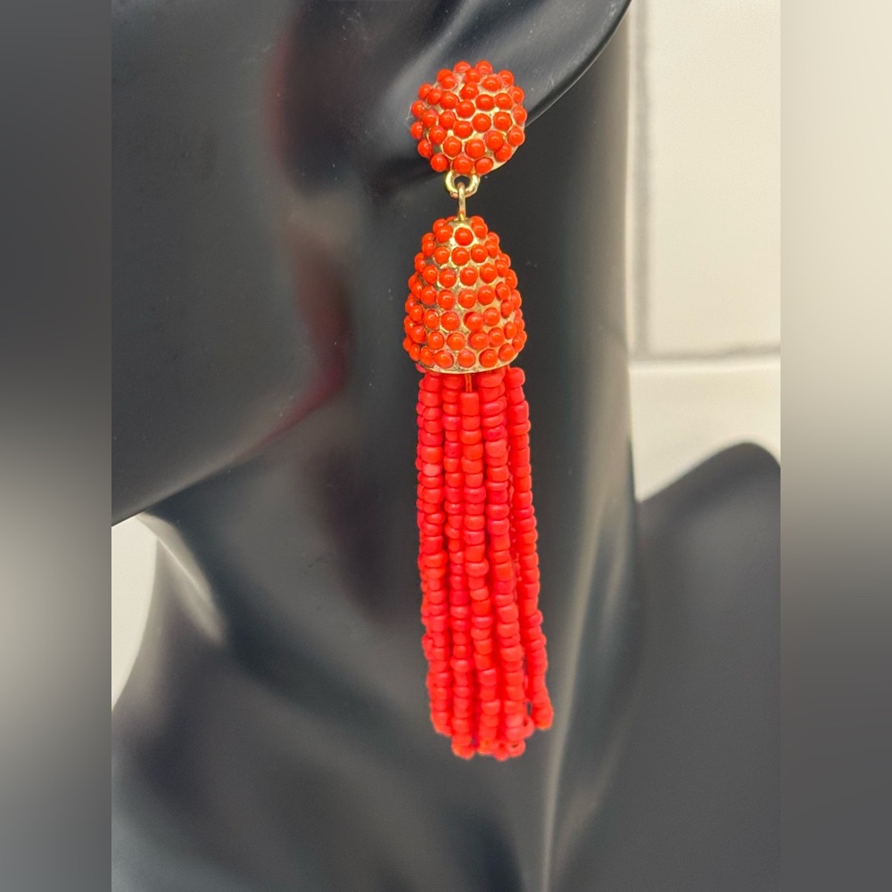 Sugarfix by BaubleBar Red Beaded Tassel Statement Earrings ❤️✨